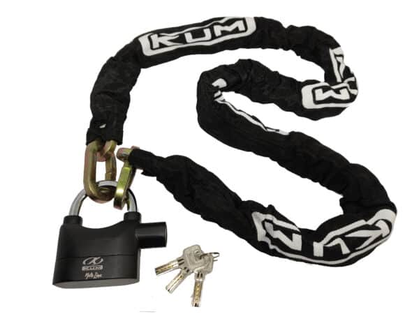 20 UNIDADES - PACK CADENA ESLABONES CEMENTADA 255305 + CANDADO ALARMA NEGRO 255502 (Oferta precio unitario 19'91€)