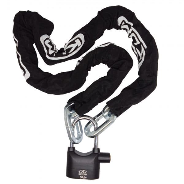 20 Unidades - Pack cadena eslabones cementada 255312 + Candado alarma negro 255604 (Oferta precio unitario 28'30€)