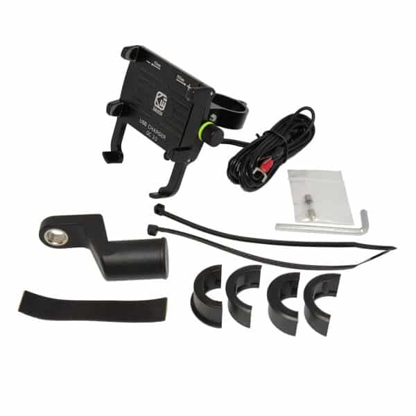 SOPORTE MOVIL ALUMINIO PARA MANILLAR Y ESPEJO CON USB 3.0 QC (CARGA RÁPIDA) NEGRO Ref. 900171 - Imagen 2